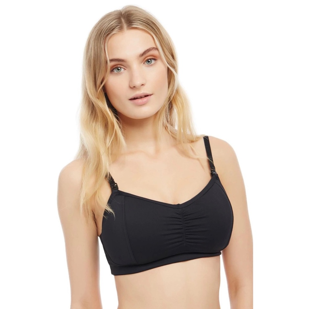 Motherhood Maternity Sports Bra / Clip Down Nursing Bra in Blue Space Dye